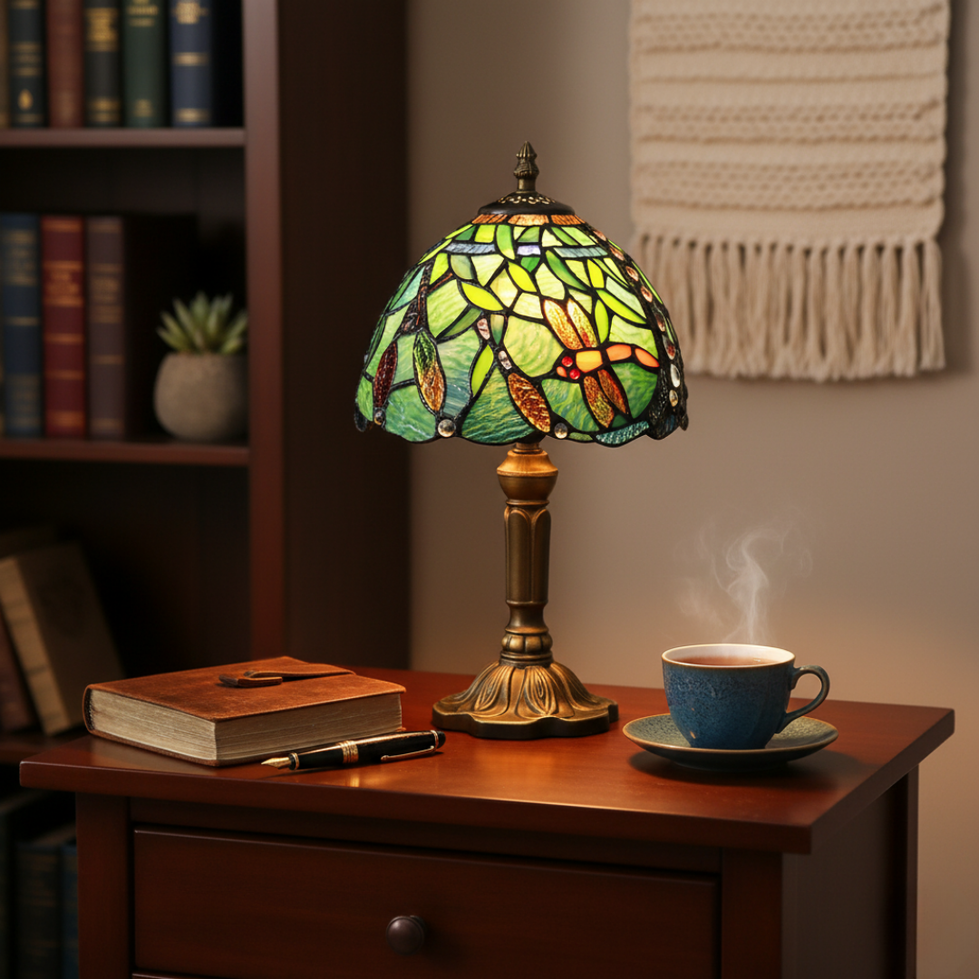 Mediterranean-Inspired Blown Glass LED Table Lamp