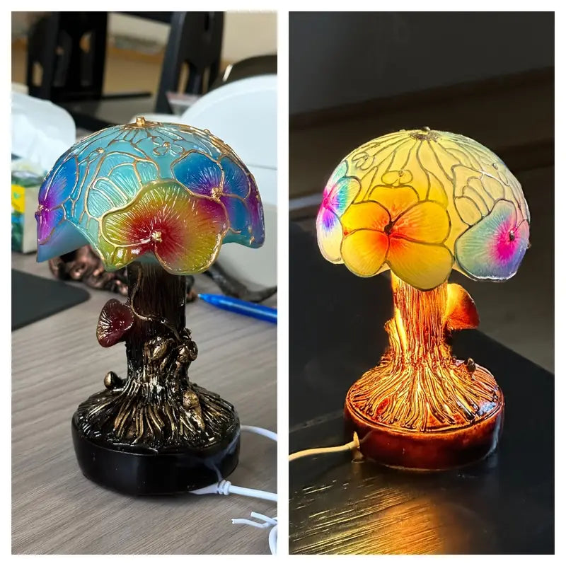 Bohemian Elegance: Enchanted Mushroom Floral Lamp